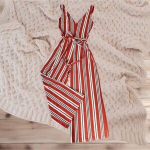 Bershka Europe Imported Striped V neck Tie Waist Romper- Large- NWOT